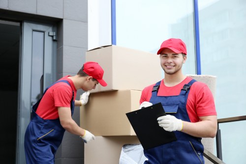 Professional rubbish clearance team at work