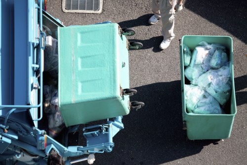 Professional rubbish clearance team at work