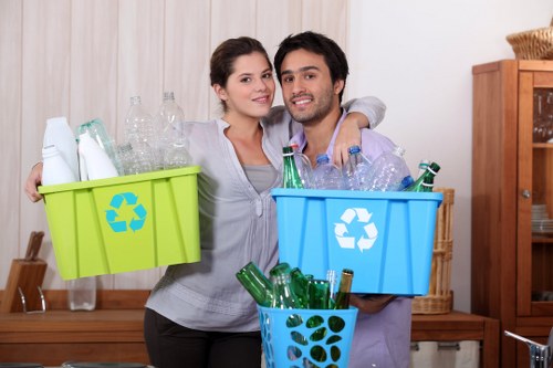 Variety of waste being sorted for recycling